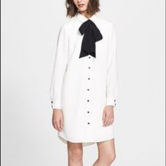kate spade white dress with black bow